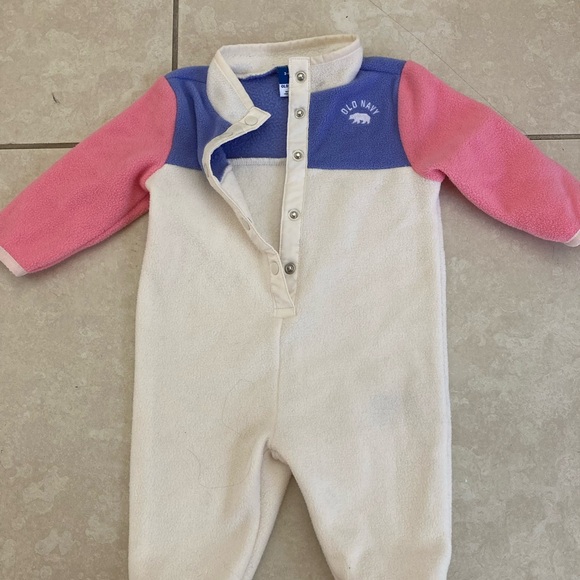 Old Navy Pink, Cream, and Blue Kids Footie - Picture 1 of 4